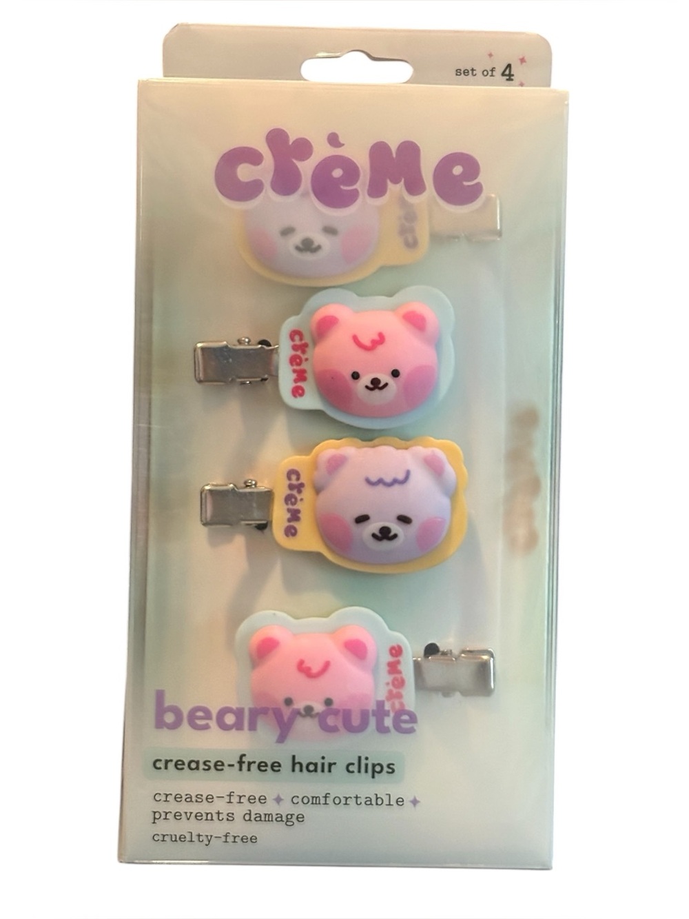 Crème Beary Cute Pastel Bear Hair Clips - Set of 4